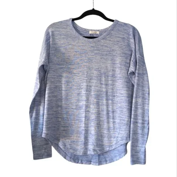 Rag & Bone Minimalist The Knit Long Sleeve Heathered Blue Sweater Top S - Picture 2 of 7
